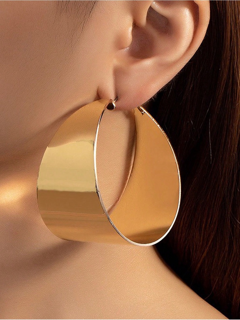 Gold Sculptural Hoop Earrings - Women's Jewelry